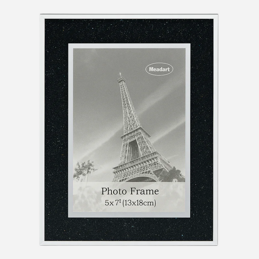 Personalized 5x7 Glitter Black Glass Photo Frame – Custom Engraved Picture Frame Gift