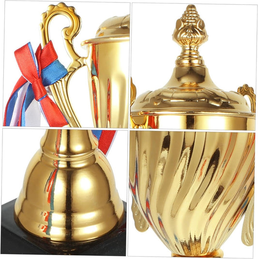 Engraved Trophy Cup with Ribbons – Custom Gold Award Canada