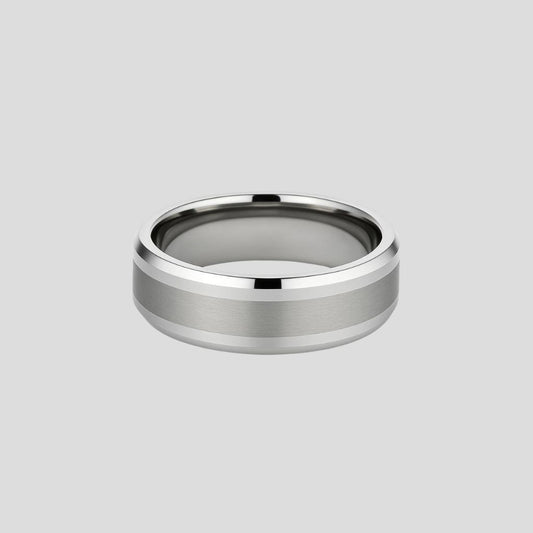 Men’s Tungsten Ring – Brushed Matte Center with Polished Edges