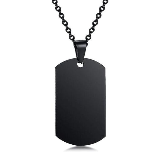 Engraved Black Stainless Steel Dog Tag Pendant – Personalized Gift