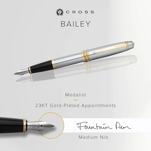 Personalized Cross Bailey™ Medalist® Stainless Steel Fountain Pen – Engraved Luxury Gift Canada