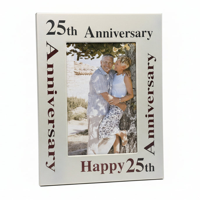 Personalized 25th Anniversary Photo Frame – Custom Silver Wedding Gift
