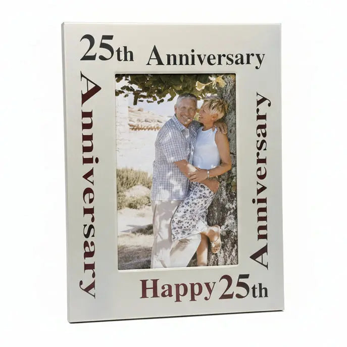 Personalized 25th Anniversary Photo Frame – Custom Silver Wedding Gift Engravables