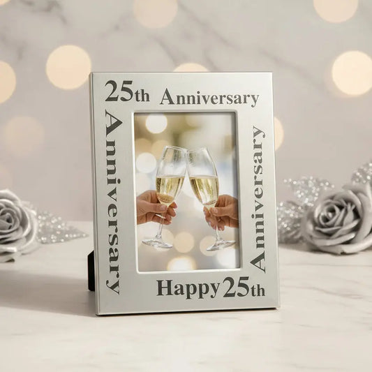 Personalized 25th Anniversary Photo Frame – Custom Silver Wedding Gift Engravables