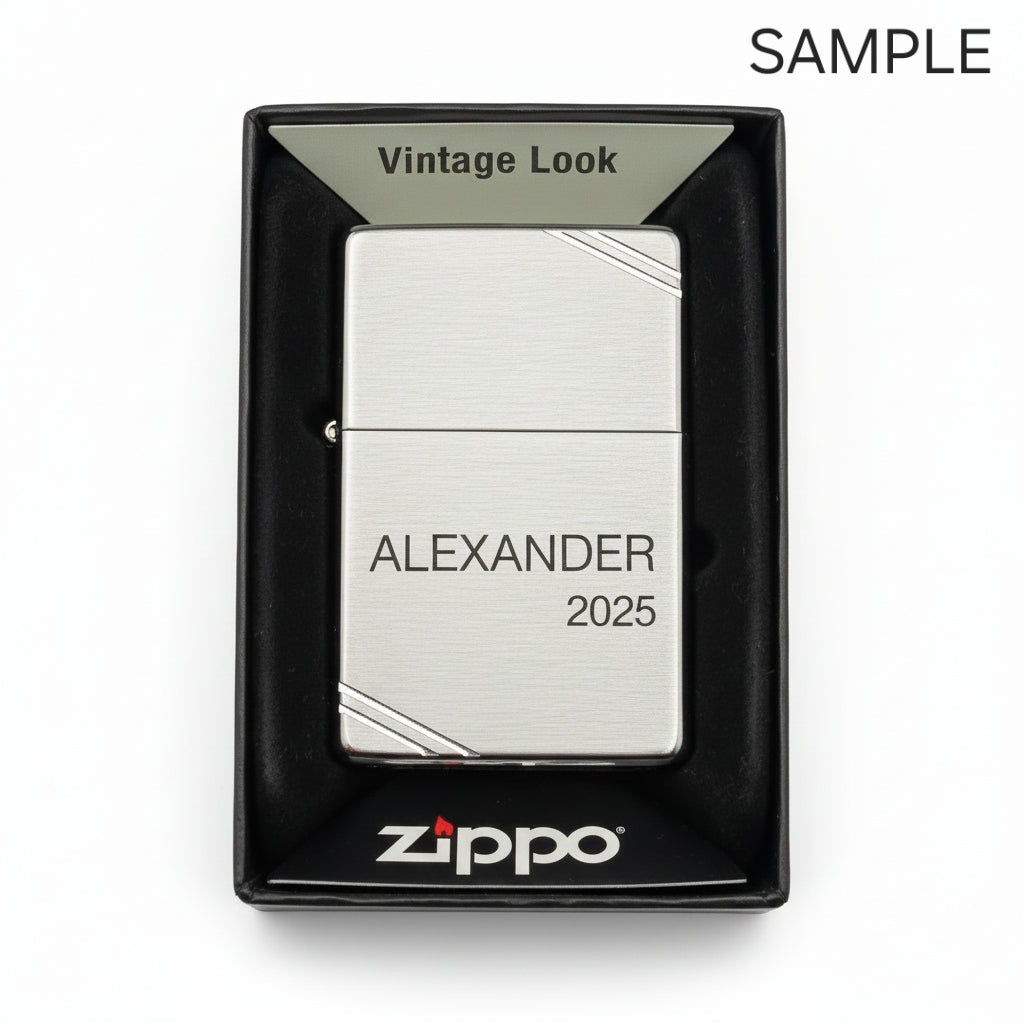 Personalized Zippo Lighter – Vintage Brushed Chrome | Custom Zippo Canada