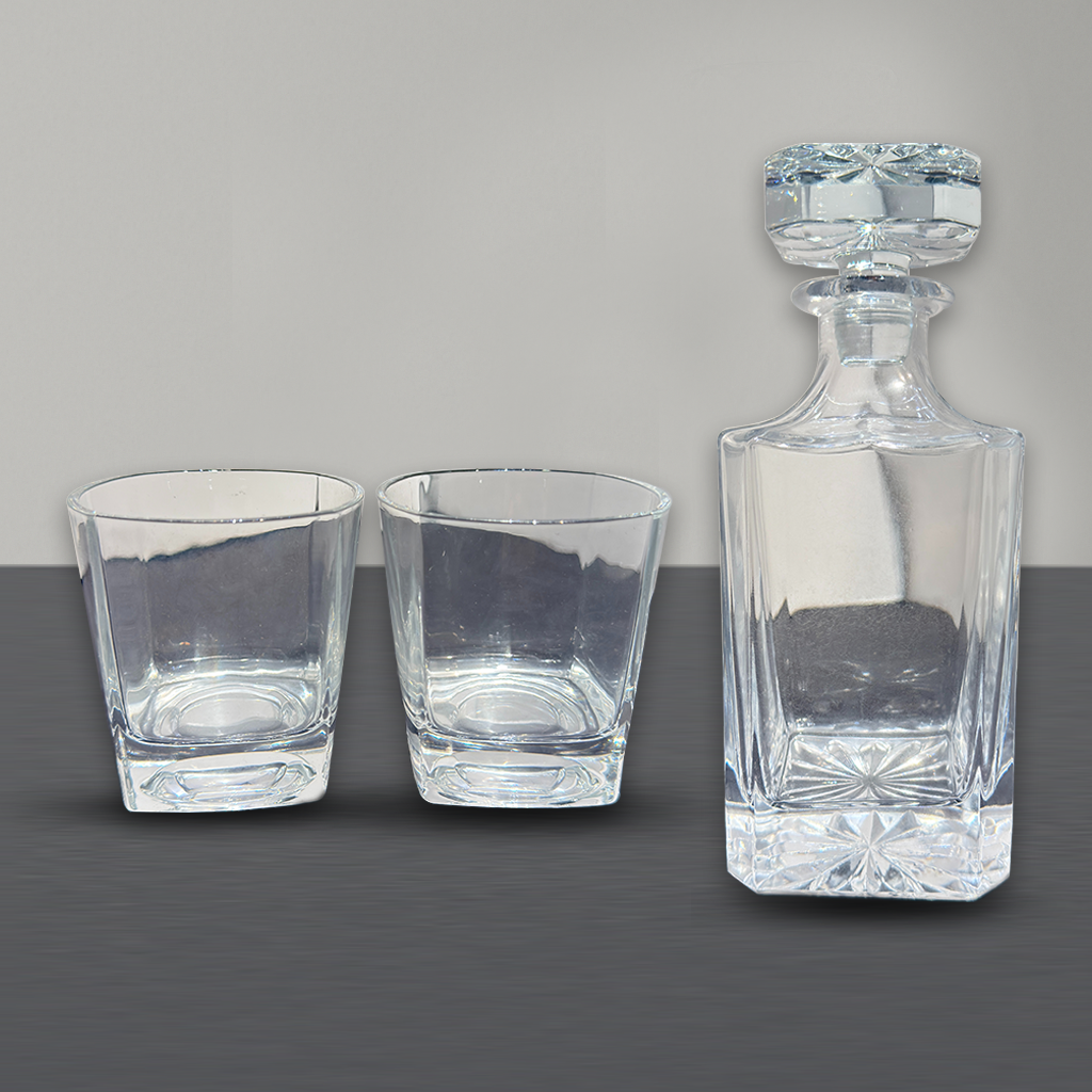 Luxury Crystal Whiskey Decanter Gift Set – Custom Engraved Box with Glasses