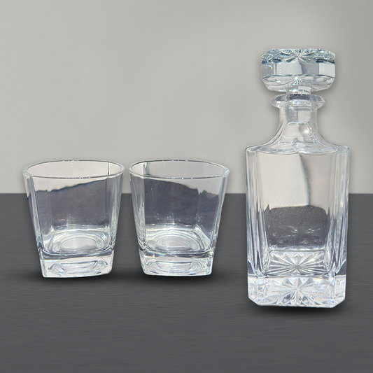 Luxury Crystal Whiskey Decanter Gift Set – Custom Engraved Box with 2 Glasses