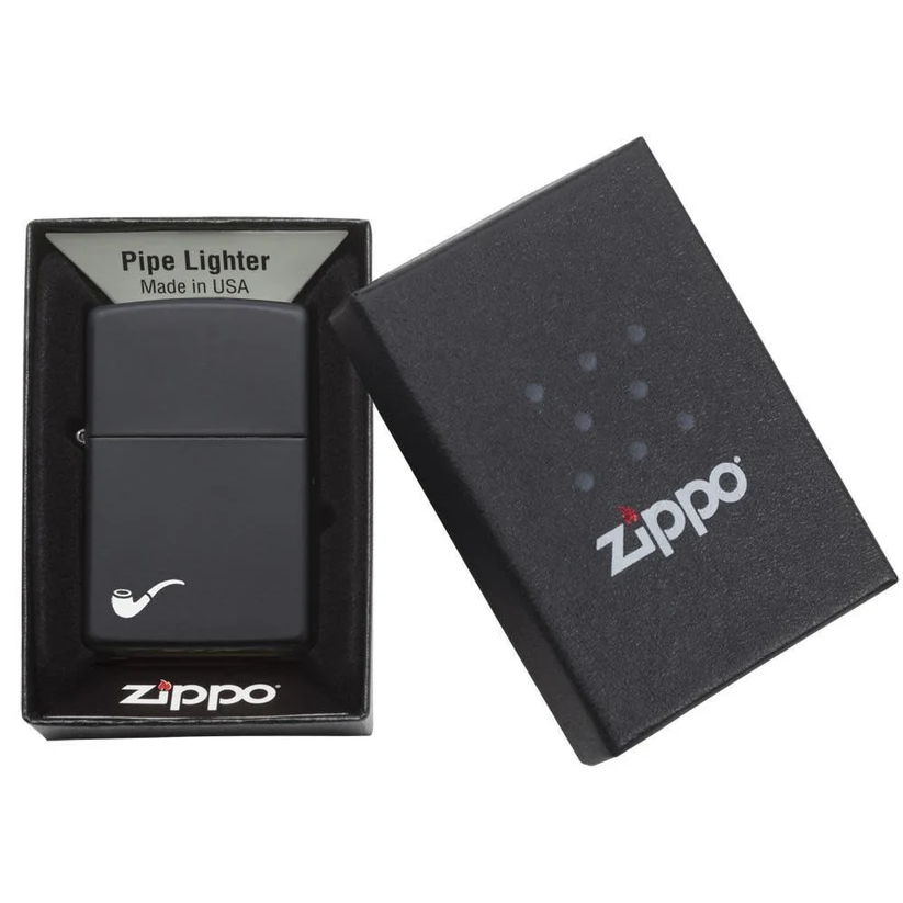 Engraved Pipe Zippo Lighter – Black Matte Finish | Custom Gift for Smokers – Made in USA