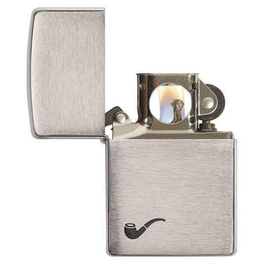 Engraved Zippo Lighter Pipe – Brushed Chrome | Custom Gift for Smokers – Made in USA