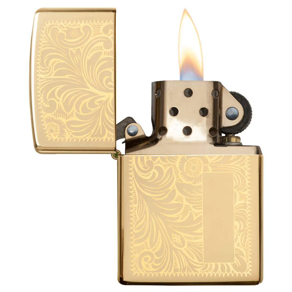 Engraved Venetian Zippo Lighter – High Polish Brass | Custom Gift for Him or Her – Made in USA
