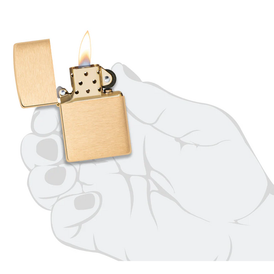 Custom Brushed Brass Zippo Lighter – Personalized Engraving with Name, Date or Message | Made in USA