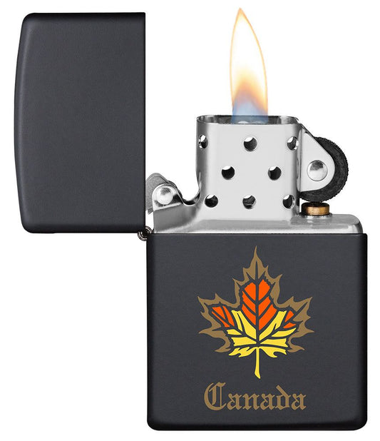 Engraved Black Zippo Canada Flag Lighter – Personalized Canadian Gift in Canada
