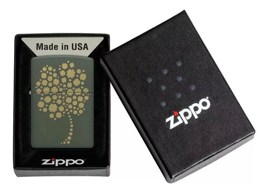Engraved Zippo Lighter with Clover Floral Design – Personalized Gift Lighter in Canada & USA | Custom Engraved Zippo Toronto, Mississauga, Vancouver, Calgary, Montreal