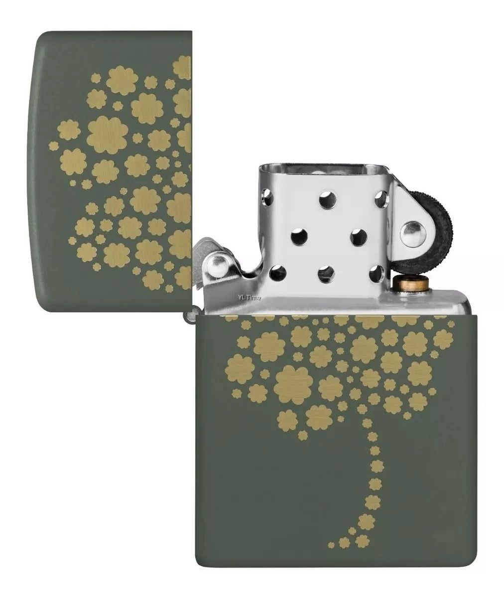 Engraved Zippo Lighter with Clover Floral Design – Personalized Gift Lighter in Canada & USA | Custom Engraved Zippo Toronto, Mississauga, Vancouver, Calgary, Montreal