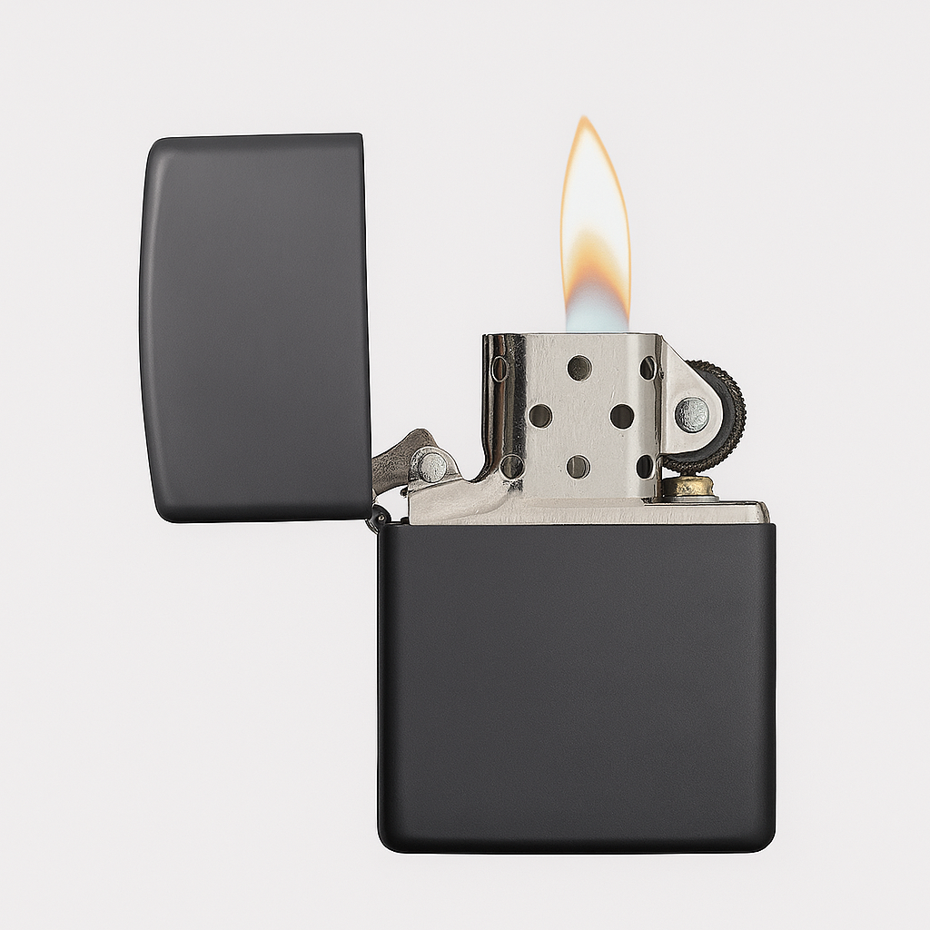 Custom Engraved Matte Black Zippo Lighter – Personalized with Name, Date or Message