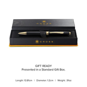 Cross Foundry Glossy Black Lacquer Ballpoint Pen with PVD Gold Appointments – Personalized Engraved Gift Engravables - thumbnail 6