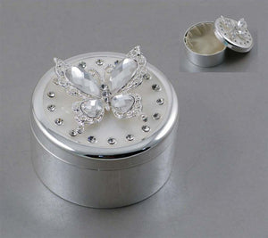 Personalized Silver Butterfly Jewellery Box – Custom Engraved Keepsake Gift Engravables - thumbnail 3
