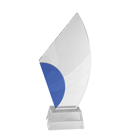 Custom Engraved Crystal Trophy with Blue Accent – Personalized Award for Excellence, Achievement & Recognition