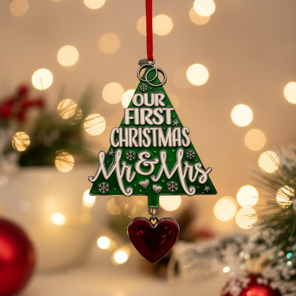 Our First Christmas as Mr. & Mrs. Ornament | Personalized Wedding Ornament | Custom Engraved Christmas Gift for Couple | Newlywed Ornament Canada