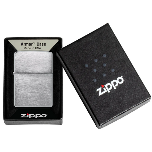 Custom Armor Brushed Chrome Zippo Lighter – Personalized Engraving | Heavyweight Windproof Lighter