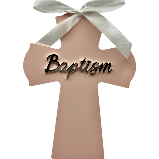 Personalized Baptism Cross pink – Custom Engraved Gift for Christening & Religious Celebrations