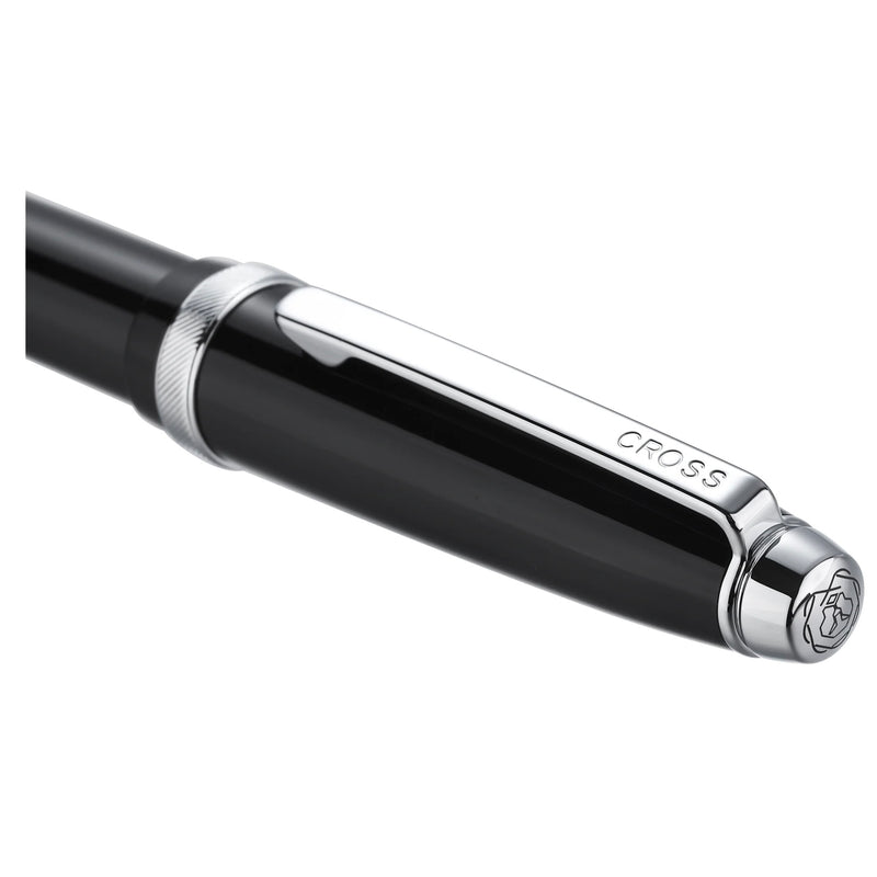 Cross Engraved Fountain Pen – Custom Black Chrome Luxury Gift Pen in Branded Box Engravables