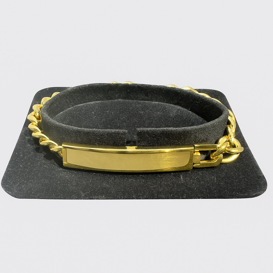 Personalized Gold Stainless Steel ID Bracelet – Custom Engraved Nameplate Jewelry Gift