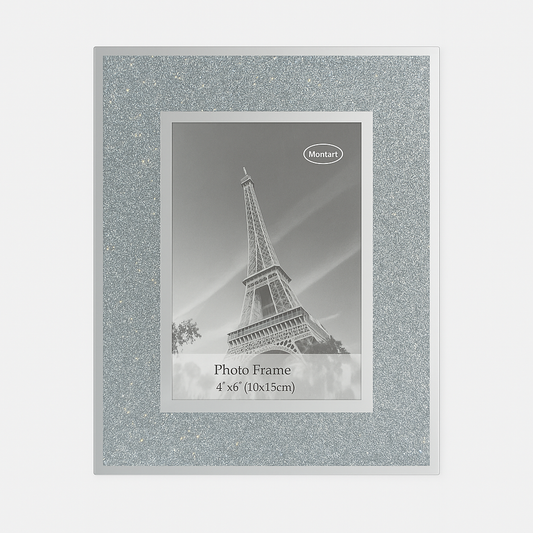 Silver Glitter Photo Frame with Optional Engraving Plate