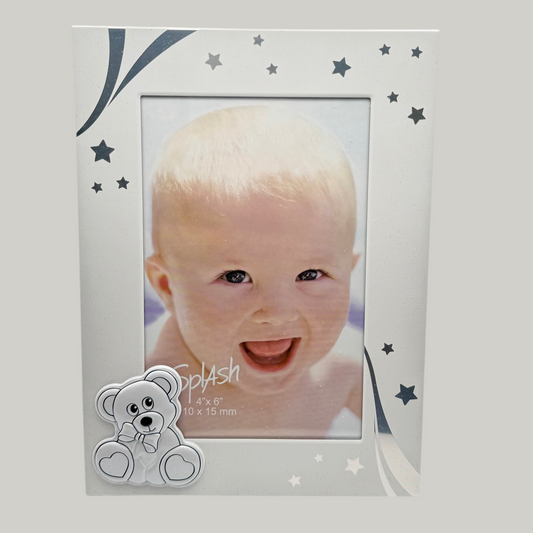 Personalized Baby Photo Frame with Teddy Bear – Custom Engraved Gift | Baby Shower, Newborn & Baptism Keepsake Canada & USA