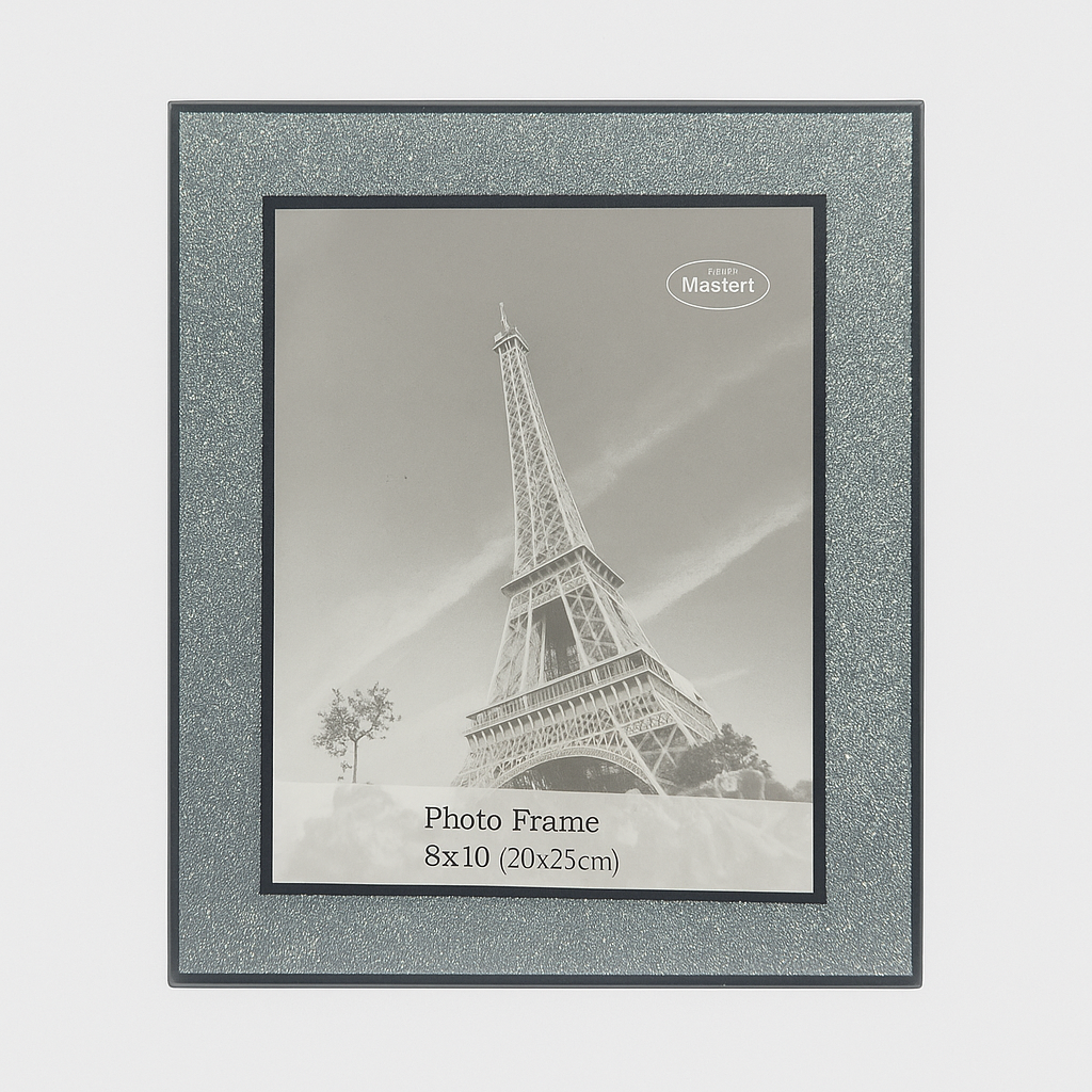 Engraved Glass Photo Frame 8x10 Glitter Silver