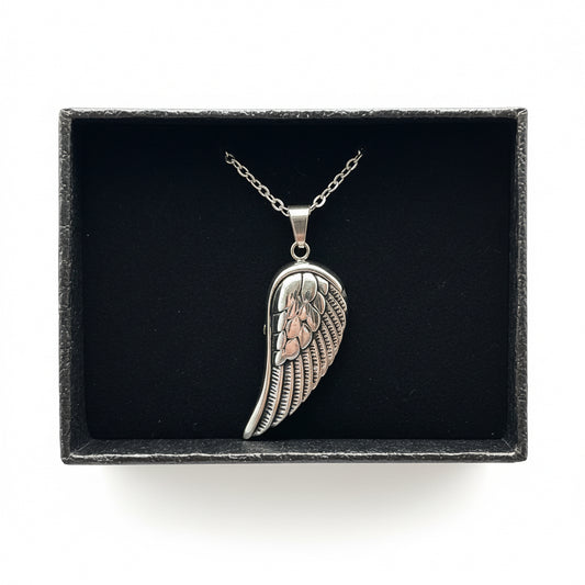 Angel Wing Cremation Urn Necklace – Memorial Ashes Pendant | Keepsake Jewelry for Loved Ones | Engraved Remembrance Necklace Canada