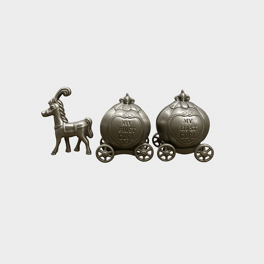 Engraved Baby Keepsake Carriage Set – My First Tooth & Curl Gift Box with Horse | Personalized Baby Girl or Boy Gift