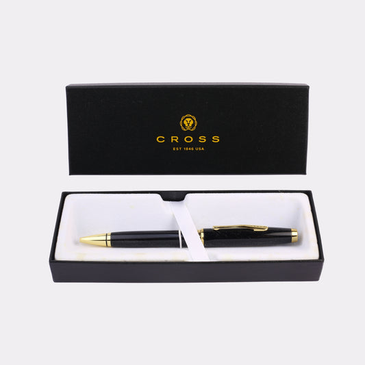 Cross Matte Black & Gold Ballpoint Pen – Engravable Luxury Writing Gift with Premium Box