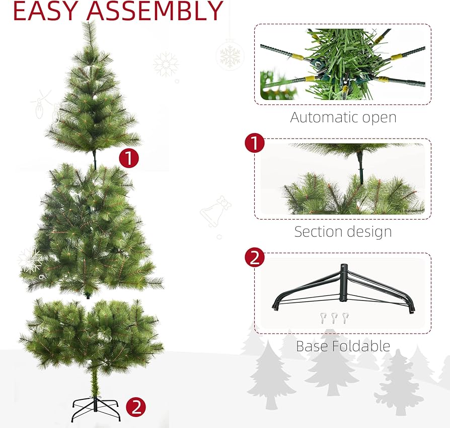6-Foot Artificial Christmas Tree with Lights Included | Full Holiday Tree | Perfect for Home & Office Décor