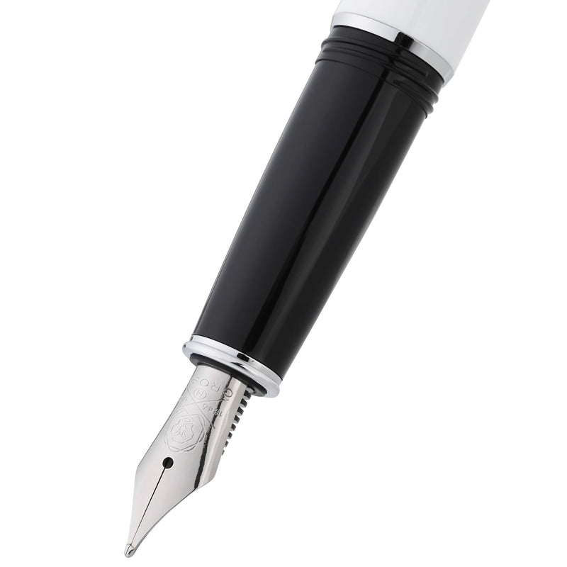 Cross Lume Porcelain White Fountain Pen with Polished Chrome – Personalized Gift Canada Engravables