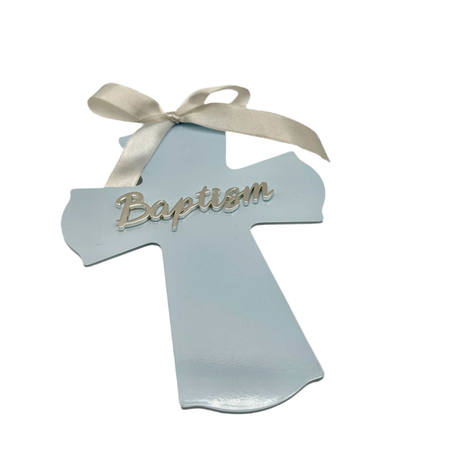 Personalized Baptism Cross Blue – Custom Engraved Gift for Christening & Religious Celebrations