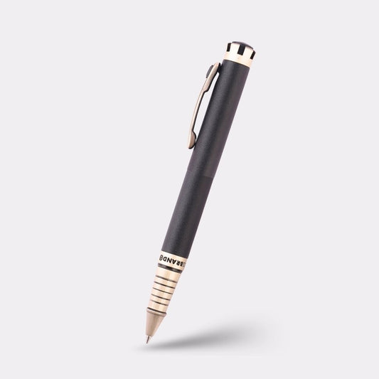 SwissBrand Black & Gunmetal Luxury Ballpoint Pen – Custom Engraved Gift Pen