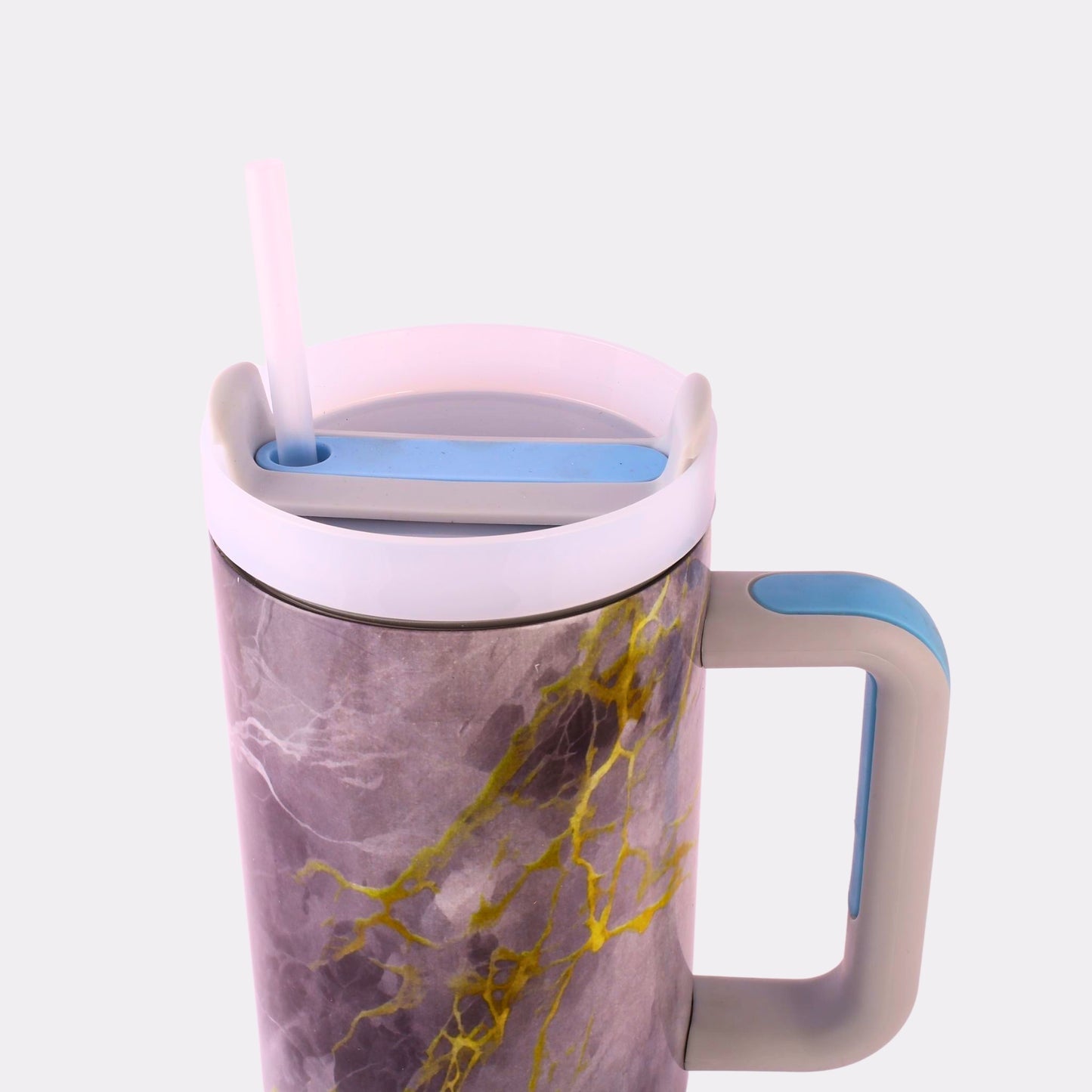 Personalized Marble Tumbler with Straw & Handle – 30 oz Custom Engraved Mug