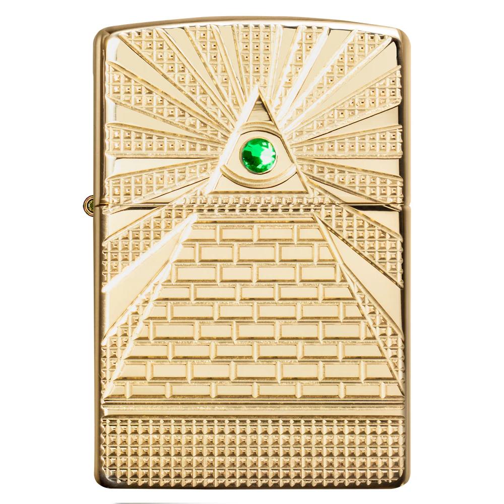 Engraved Zippo Lighter Eye of Providence – High Polish Brass Collectible | All-Seeing Eye Design –Made in USA