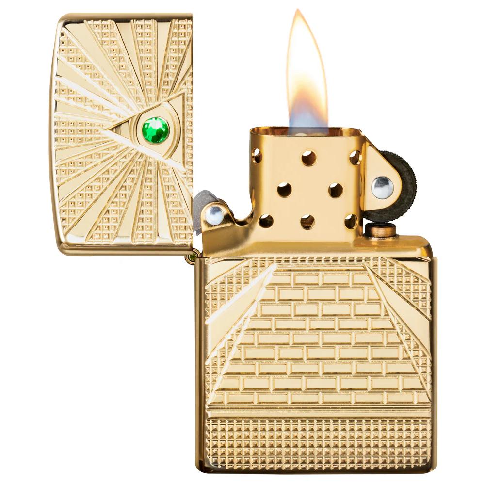 Engraved Zippo Lighter Eye of Providence – High Polish Brass Collectible | All-Seeing Eye Design –Made in USA