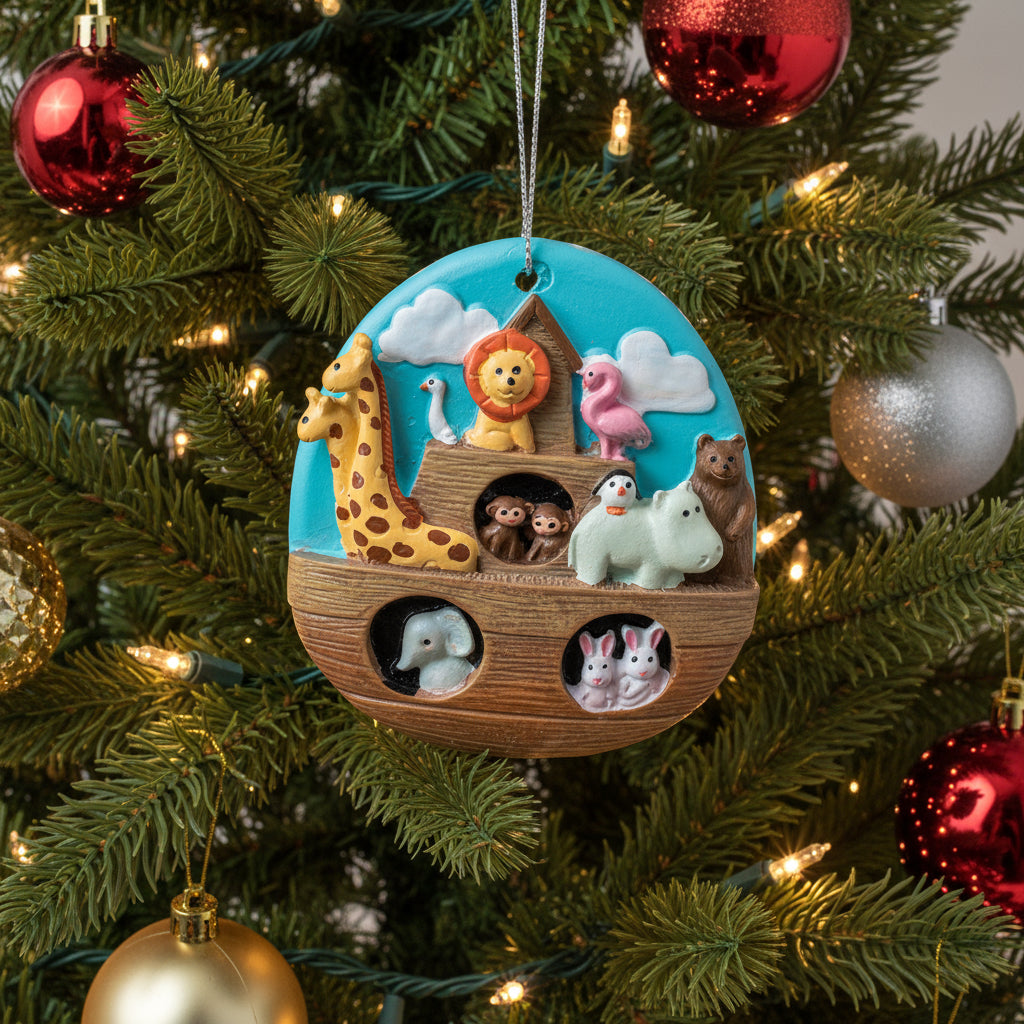 Noah’s Ark Christmas Ornament | Personalized Baby’s First Christmas Ornament | Custom Engraved Religious Gift | Kids Keepsake Ornament Canada