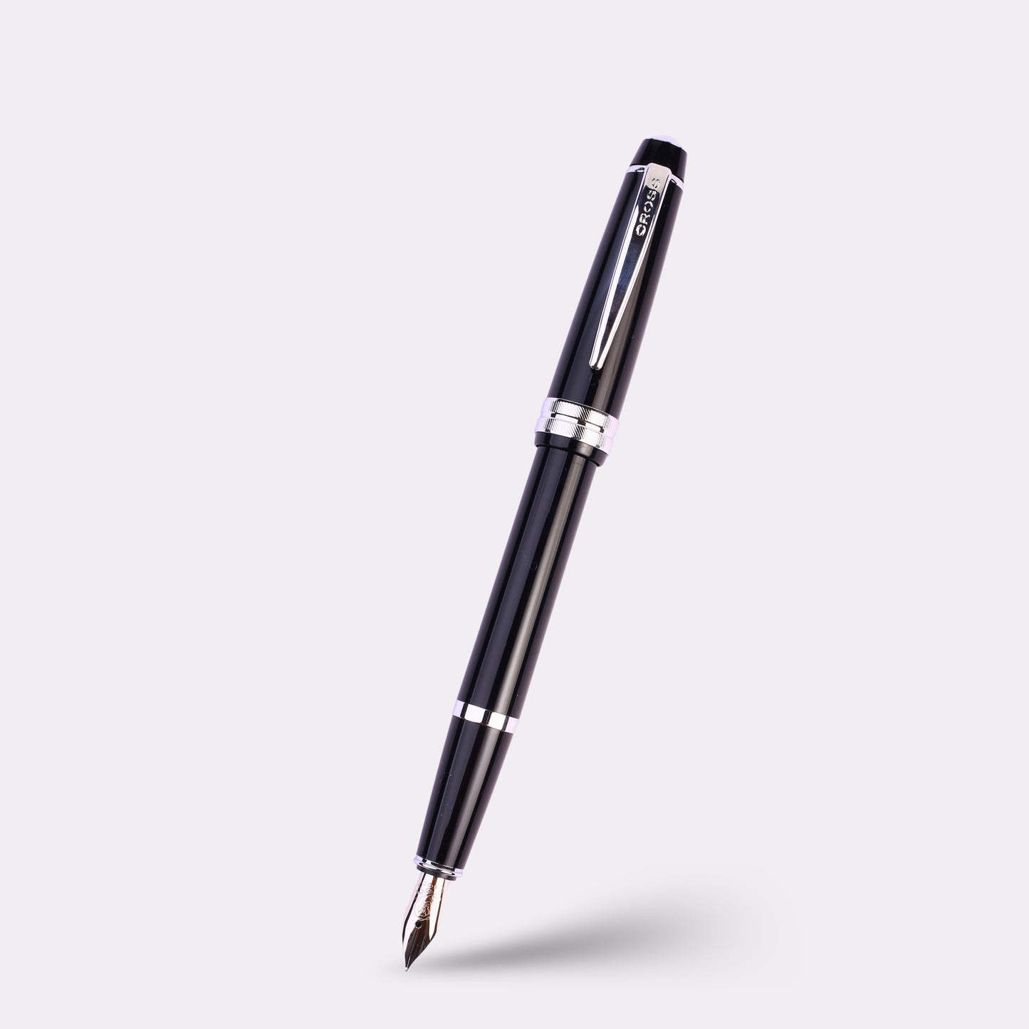 Cross Engraved Fountain Pen – Custom Black Chrome Luxury Gift Pen in Branded Box