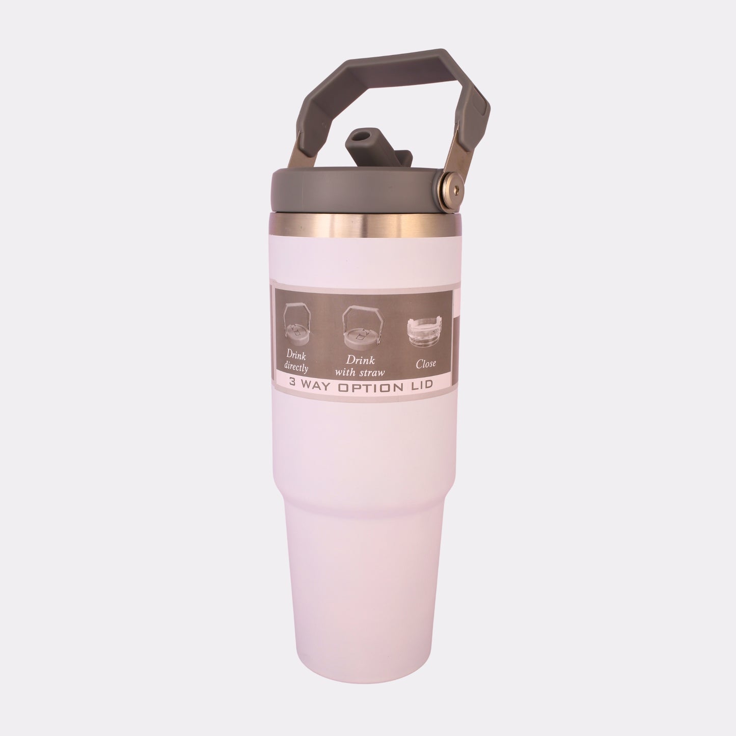 Custom Engraved White 40 oz Tumbler with 3-Way Lid – Personalized Stainless Steel Travel Mug with Straw, Sip & Seal Options