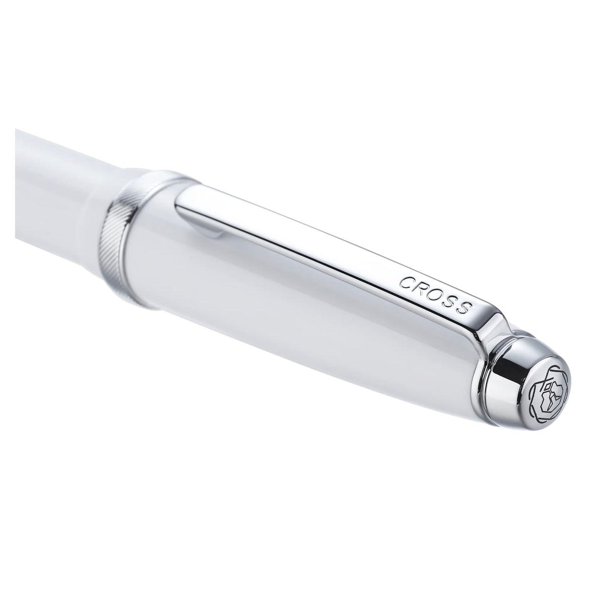 Cross Lume Porcelain White Fountain Pen with Polished Chrome – Personalized Gift Canada Engravables