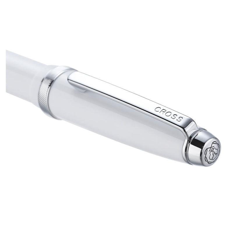 Cross Lume Porcelain White Fountain Pen with Polished Chrome – Personalized Gift Canada Engravables