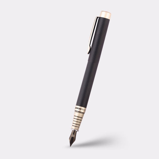 SwissBrand Black & Gold Fountain Pen – Luxury Metal Engraved Pen with Gift Box