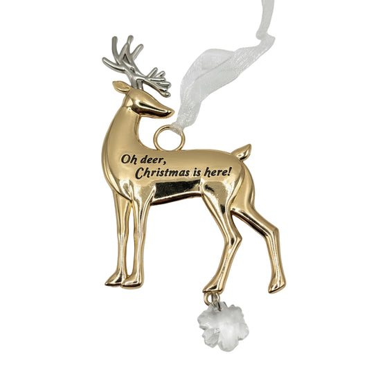 Christmas Gifts – Reindeer Ornament “Oh Deer, Christmas Is Here!” | Holiday Tree Decoration | Custom Christmas Gifts Canada | Engravables Mississauga