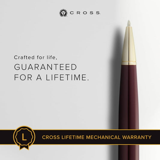 Personalized Cross Bailey Light Burgandy Ballpoint Pen – Gold Trim Engraved Gift Pen with Branded Box for Corporate & Graduation Gifting