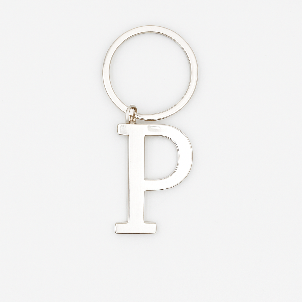 Initial “P” Metal Keychain