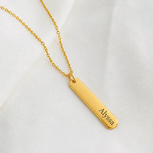 Personalized Gold Bar Necklace – Custom Engraved Name & Initial Necklace Engravables - thumbnail 1
